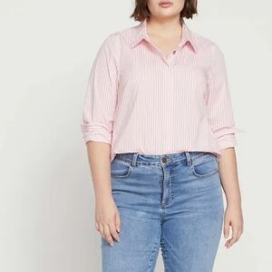 Universal Standard Elbe Classic Fit Stretch Poplin Pink Striped Button Down XL